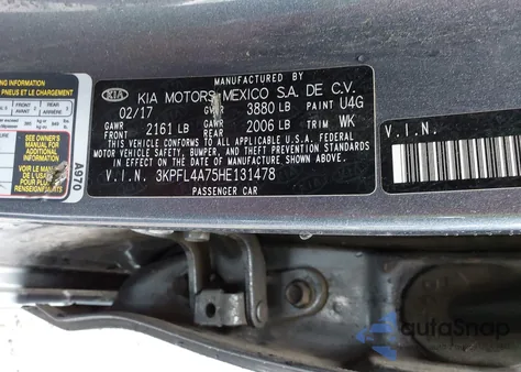 2017 Kia Forte S from USA, damaged, VIN 3KPFL4A75HE131478